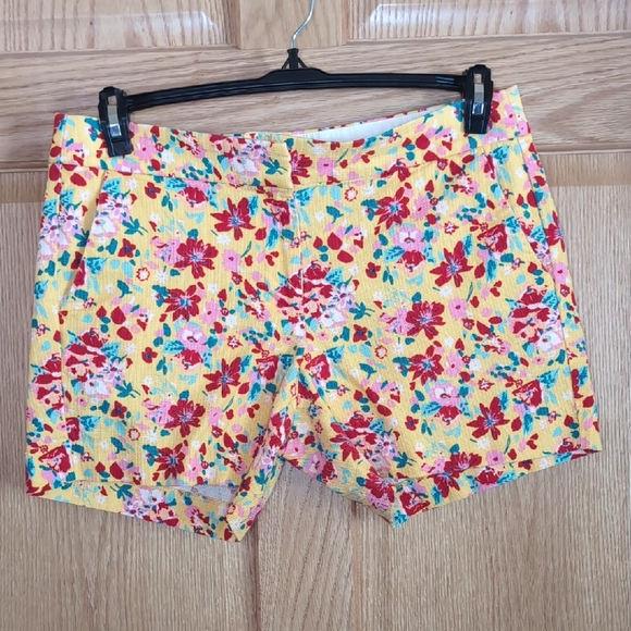 Sz 8 J. Crew Bright Yellow Floral Shorts - Picture 1 of 5